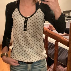 Women’s chiffon/cotton baseball 3/4 top